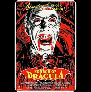 Horror Tin Metal Sign 8x12 Horror of Dracula 1958 Vampire Movie Christopher Lee - Picture 1 of 2