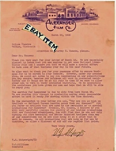 1926 SHIPWRIGHT Motion Picture LETTERHEAD Denver Colorado ALEXANDER FILM COMPANY - Picture 1 of 1