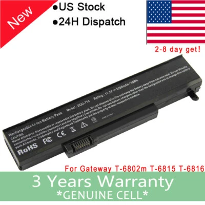 电池适用于 Gateway SQU-715 SQU-719 SQU-720 T-6311 T-6815 T-16 W35052LB W35044 — 第 1/4 张图片