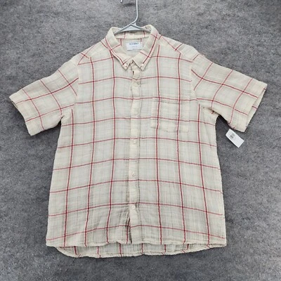 Camisa Old Navy Niños XXL 18 Plus Abotonada Manga Corta Blanco Beige A Cuadros Foto 1 de 4