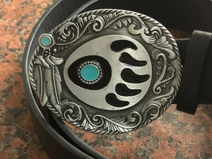 Native American Navajo style Bear Paw Turquoise Belt BUCKLE with FREE BELT - Picture 1 of 1