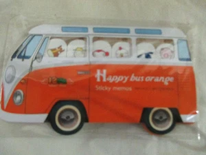 HAPPY BUS ORANGE+ADHESIVE MEMO TAG+STICKY MEMOS - Picture 1 of 2