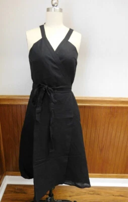 Vestido cruzado de lino j crew talla S en negro J4732 LYN Foto 1 de 4