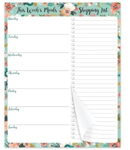 Weekly Meal Planner - Grocery List Magnetic Notepads 7" X 9" Meal Planning Pad w - Picture 1 of 3