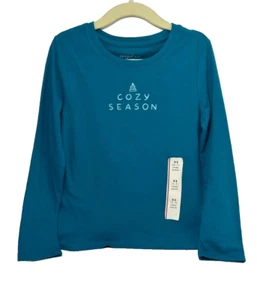Cat & Jack T-shirt "Cozy Season" Long Sleeves -Teal-XS (4/5) - Picture 1 of 6