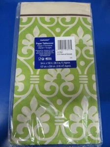 Natural Damask Green Eco Floral Garden Party Decoration Paper Tablecover - Picture 1 of 1