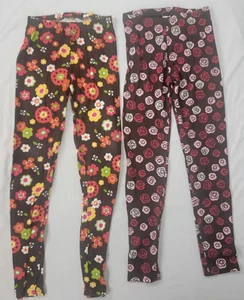 Lot of 2 Pairs Gymboree Girl's Long Pants Size 10 Brown Floral Print Stretchy - Picture 1 of 9