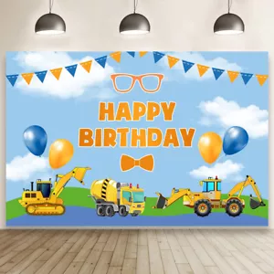 Construction Dump Truck Backdrop Boys Birthday Party Photo Background Banner - Picture 1 of 6