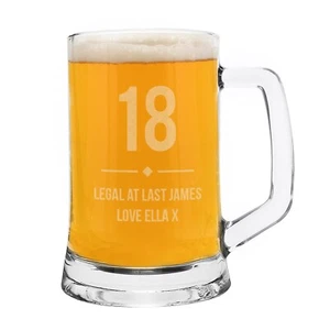 Personalised Tankard Beer Glass ( any age ) 18th 21st Birthday Gift for Him - UK - Picture 1 of 8