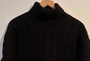 Polo Ralph Lauren Cable-Knit Wool-Cashmere Ladies Polo Neck Jumper UK XL/16 - Picture 1 of 16