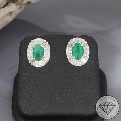 Wert 3850 € Brillant Diamant Smaragd Ohrringe 750 18 Karat Gelb Gold xxyy - Bild 1 von 4