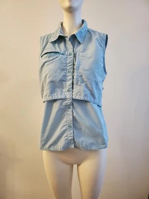 SportIf 徒步钓鱼户外背心浅蓝色中号口袋纽扣 — 第 1/4 张图片