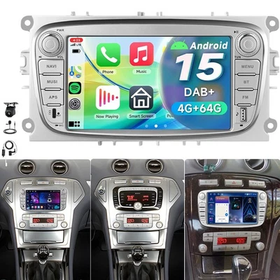 DAB+ Carplay Autoradio Für Ford Mondeo MK4 2008-2011 Android 15 GPS 4G+64GB Kam+ - Bild 1 von 4