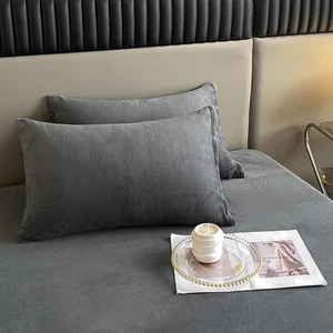 Velvet Pillowcases King Size,2 Pack Soft Color Pillow Shams Covers with Envel... - Picture 1 of 2