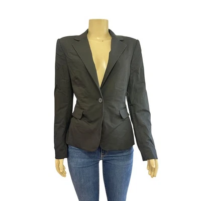 Blazer clássico Alice + Olivia tamanho P peito único escuro academia jaqueta Preppy - Imagem 1 de 4