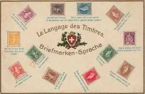 CARTOLINA Il linguaggio dei francobolli, Expo Parigi (Svizzera 1900) - Picture 1 of 1