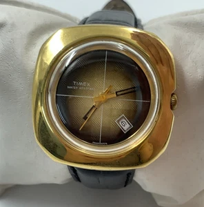 1970's Vintage Timex Manual Wind Watch Great Britain Made Rare Gold Plated Men - Picture 1 of 21