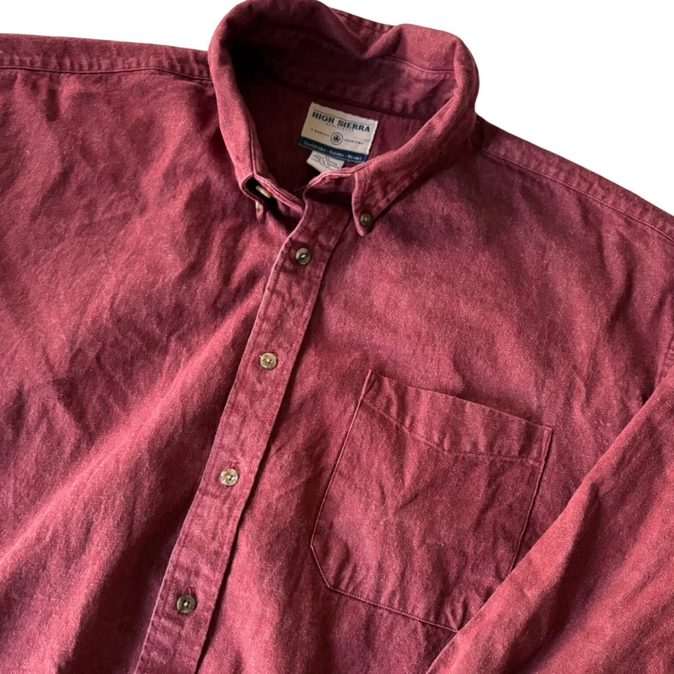 Camisa Vintage Alta Sierra Años 80 Granate Abotonada XL Hecha en Algodón Taiwán Foto 1 de 4