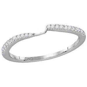 Alianza de boda de diamantes Hearts Together de oro blanco de 14 k 1/4 CTW 15 diamantes, talla 10 - Imagen 1 de 2