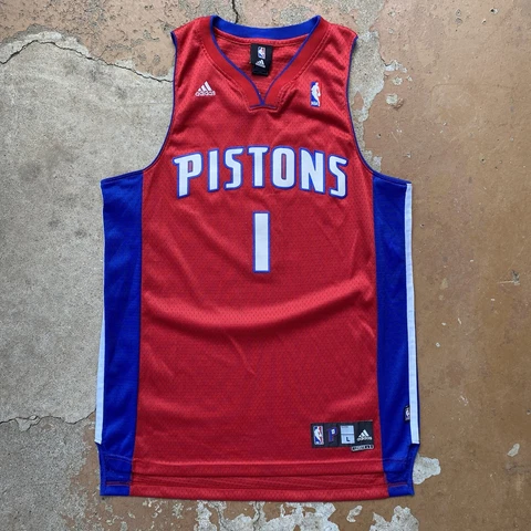 Chauncey Billups #1 Detroit Pistons Adidas NBA Jersey Red Men's Large Sewn Cover