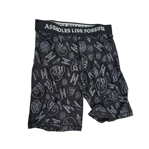 Assh*les Live Forever Herren Biker Shorts Größe Medium schwarz grau Totenköpfe - Bild 1 von 5