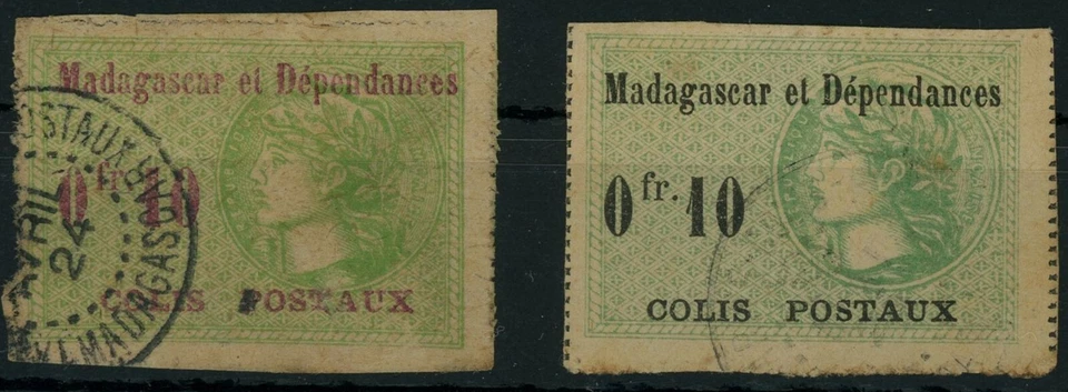 Мадагаскар 1919/22 ☀ Colis postaux 10c оба цвета - Yv. CP4-5 ☀ б/у - Изображение 1 из 1