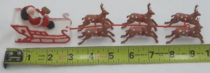 Miniature Plastic Santa With Sleigh & Reindeer 9" Long Hong Kong Vintage - Picture 1 of 13