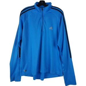 ADIDAS Jacket Adult XL Blue Black Track 1/4 Zip Pullover Activewear Running - Picture 1 of 7