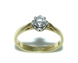 De Mujer 18carat 18ct Oro Amarillo Diamante Solitario Anillo Compromiso Talla L - Imagen 1 de 10