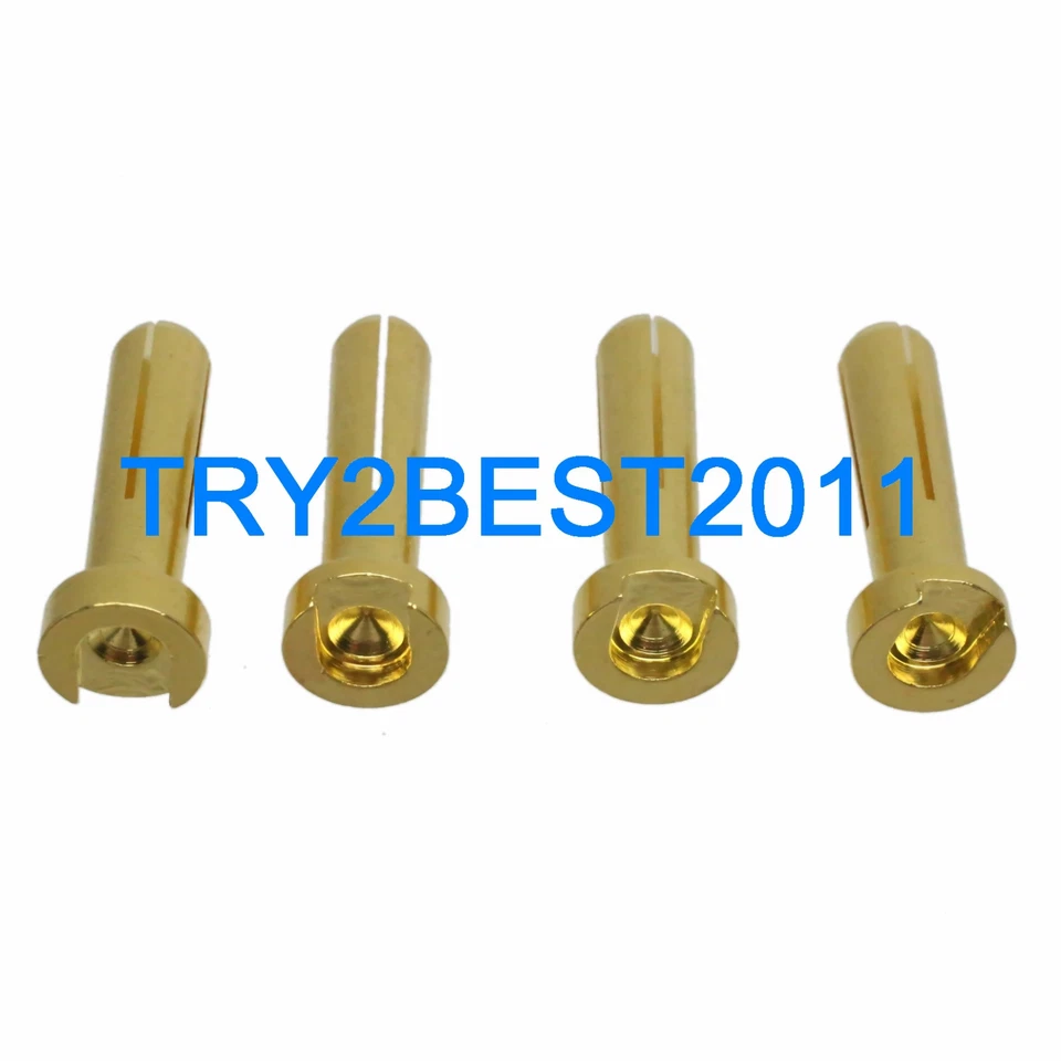 4pcs RC Connector Solid 4.0mm 4MM Low Profile Gold Bullet Connectors Male - Image 1 of 1