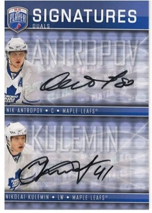 NIK ANTROPOV& NIKOLAI KULEMIN  MAPLE LEAFS  2008-09 BE A PLAYER SIGNED CARD - Picture 1 of 2