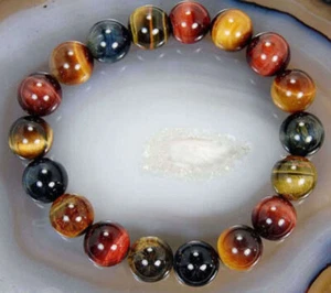 Brazalete Brazalete Elástico Natural 6mm-20mm Colorido Ojo de Tigre Cuentas Redondas 7.5"" - Imagen 1 de 12