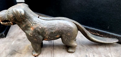 Antique Mechanical Cast Iron Figural Heavy Dog Nut Cracker  *RARE* - Image 1 of 4