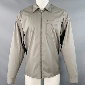 PRADA Größe M Grau Baumwollmischung Reißverschluss eine Tasche Hemd Jacke - Bild 1 von 8
