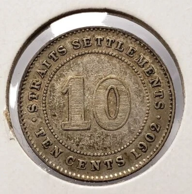 1902 Straits Settlements 10 Cents - Silver - SKU-F5225 - Image 1 of 2