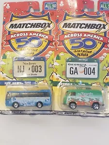 Matchbox Across America 50th Birthday Georgia VW Van & NJ Ikarus Coach - Picture 1 of 19