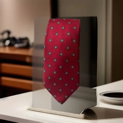 "Corbata Don Loper de Beverly Hills con patrón de diamante foulard rojo 57"" x 3 1/4""" Foto 1 de 4
