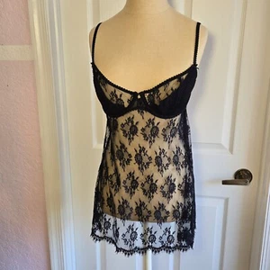 Victoria’s Secret Very Sexy Nightgown Camisole Size 36C Black Lace Festival - Picture 1 of 7