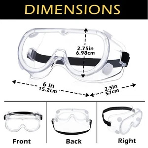 2 pack Clear PVC Vented Safety Goggles Anti Fog Scratch Resistant Eye Protection - Picture 1 of 6