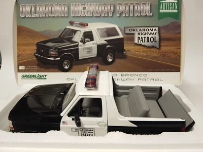 Greenlight Ford Bronco Oklahoma Highway Patrol Police 1996 1/18 19114 - Immagine 1 di 3