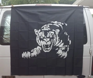 1980's TIGER ROCK TAPESTRY BIKER WALL HANGING - Picture 1 of 1