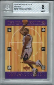1998-99 UD Rookie Watch BRONZE Vince Carter RC Raptors #39/100 Raptors BGS 8 - Picture 1 of 2
