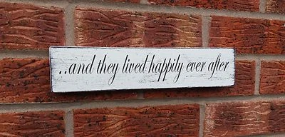 handmade and they lived happily ever after wooden plaque sign wedding top table - Image 1 of 4