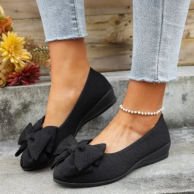 Новый банта плоскостях туфли моды повседневный круглый носок без шнуровки туфли мокасины женщин - Изображение 1 из 4