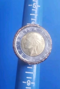 Vintage Gold Tone Italy 500 Lite Coin Soldered Ring. Size 7.25 - Picture 1 of 5