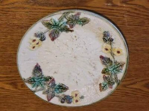 7" Clifton Decor "B" MAJOLICA Plate Berry Leaf and Florals Chesapeake Pottery 18 - Picture 1 of 6