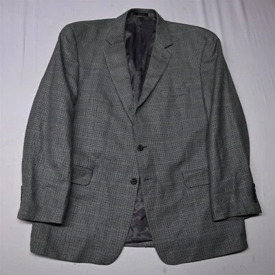 Blazer Traje Chaqueta Abrigo Chaps Ralph Lauren 48R Azul Gris Pata de Gallo Seda Lana Foto 1 de 4
