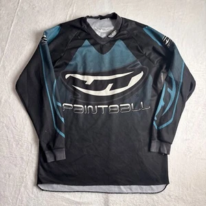 VTG JT Paintball Racing Jersey Mens Medium Black Blue Long Sleeve V Neck * - Picture 1 of 7