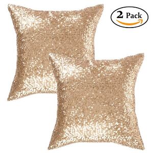 Sofa Cushion Pillow Cover Decorative Sequins Glitter Sparkle 18"x18" Set Of 2