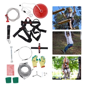 160 Feet Zip Line Kit with galvanized iron Ziplin for and Adult up to 330LB - Picture 1 of 24